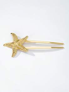 1 件女士时尚海星形夏季休闲海滩/度假发夹，多功能海星发饰发髻发夹发髻制作器发髻发片发型夹 - 金色 - 查看 1
