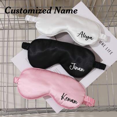 1 szt. spersonalizowana jedwabna maska do spania z imieniem - spersonalizowana osłona oczu na podróż, drzemki, śluby i prezenty - miękka i oddychająca w kolorze białym, różowym, czarnym - idealna na Boże Narodzenie, Walentynki lub Nowy Rok, prezent na Dzień Matki, Dzień Nauczyciela