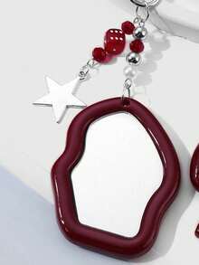 Y2K 可爱时尚亚克力钥匙扣，包括红色镜面钥匙扣、五角星钥匙扣、蝴蝶结云朵星形镜面钥匙扣，时尚包包挂件合金配件，时尚友情/情侣礼物，包包配件，送给家人朋友的独特礼物，母亲节礼物 - 彩色 - 查看 3