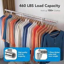 Heavy Duty Clothes Rail With Wheels, 120cm Metal Clothes Rack With Bottom Rack, 2 Tier Double Mobile Wardrobe With Adjustable Hanging Rails For Clothes, Chromed Steel, Silver - Silver - View 3