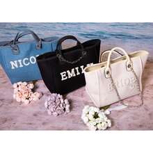 1pc Bridesmaid Tote Bags, Bachelorette Totes, Mrs Custom Bag, Bride Tote Bag, Bridal Gift, Honeymoon Beach Bag, Bachelorette Favors- Chain,Pearl - Multicolor - View 3