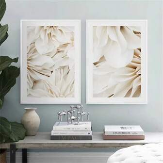 1 Stück/2 Stück moderne beige Blumen Wandkunst Dekor Poster, bohemische Blumen Leinwanddrucke, Mode Malereien für Wohnzimmer Schlafzimmer Zuhause Büro Wohnheim Wanddekoration Hintergrund Bild gerahmt/ungerahmt