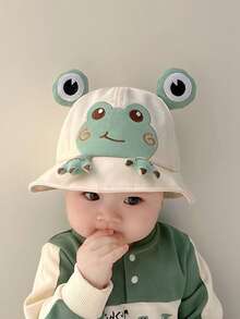 1pc Toddler Frog Printed Sun Hat, Cute & Versatile For Spring/Summer Wear - Multicolor - View 1