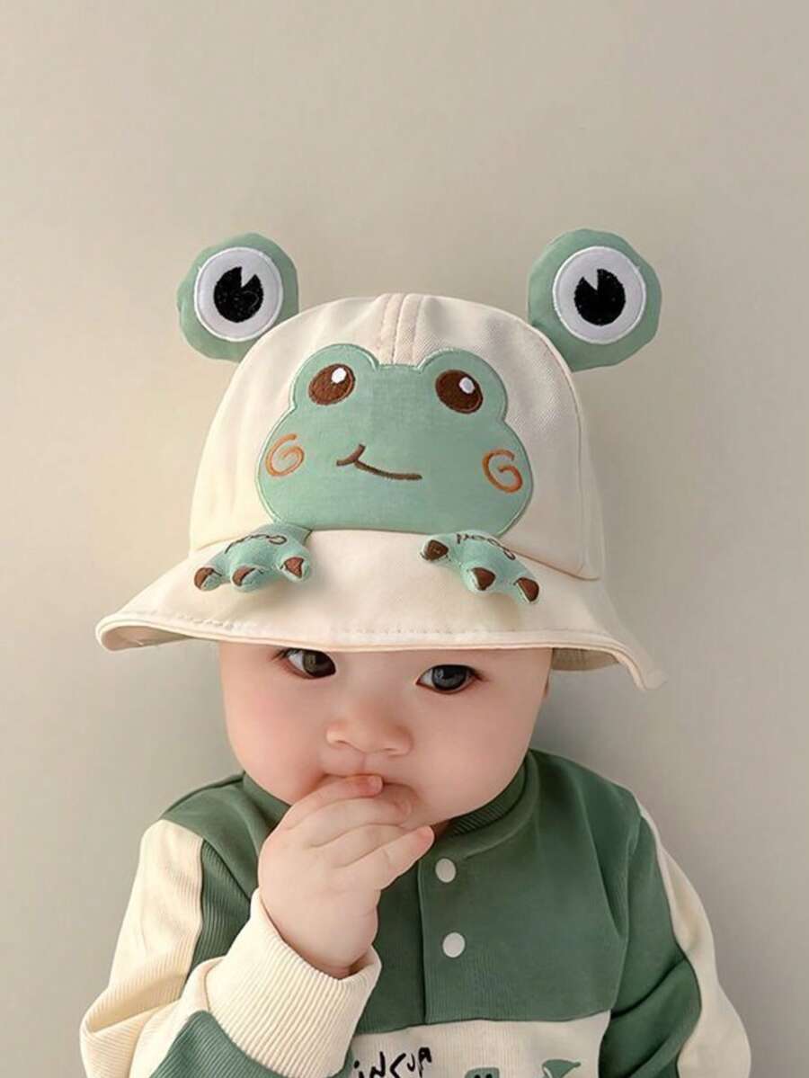 1pc Toddler Frog Printed Sun Hat, Cute & Versatile For Spring/Summer Wear - Multicolor - View 1