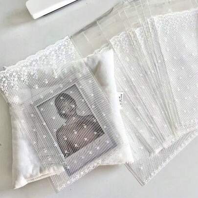 100 piezas Bolsas de embalaje para regalos con patrón de punto circular de onda transparente, bolsas de embalaje de boca plana, bolsas de embalaje para regalos pequeños DIY, utilizadas para embalaje de regalos de vacaciones, cumpleaños, bodas, fiestas. Incluye cajas de regalo pequeñas, envoltura de regalo, bolsas de regalo, regalos para damas de honor, bolsas de regalo, Día de San Valentín, decoraciones de San Valentín