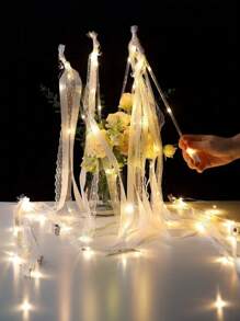 Warm White LED Wedding Magic Wand Ribbon, Ribbon With Bell, LED Fairy Glowing Silk, Fairy Wand, Glowing Flash Lace Wand, Suitable For Weddings, Birthday