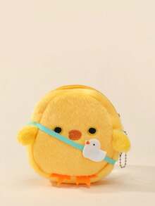 1pc Cute Little Chick Plush Coin Purse, Children Cartoon Animal Shaped Coin Wallet - Yellow - View 1