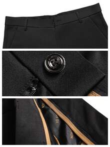 Men's Business Casual Pants, Elastic & Breathable Fabric, Crown Embroidered, Suitable For Summer