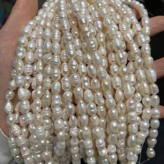 1string 18cm Natural Freshwater Pearl Rice Loose Beads Charms For DIY Women Men Necklace Bracelets Jewelry Making Accessories