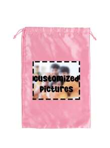 1pc Customized Soft Drawstring Bags For Hair Extensions, Wigs & Tools - Silky Satin Storage Pouches In Pink, Beige, Black, Red - Ideal For Travel & Organization, Personal Care Accessories