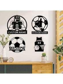 Customized Metal Logos For Football Decor, Basketball Decor, And Rugby Players,Room Decor Gifts For Football , Basketball, And Rugby Enthusiasts, Customized Wall Decorations For Football, Basketball, And Rugby Players, Player Name Logos, Gifts For Football Players, And Sports Wall Paintings Wall Decor Birthday Graduation