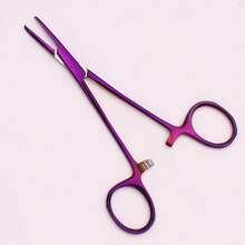 13厘米（5英寸）宠物美容院止血钳专业狗医院猫受伤工具家用日式不锈钢不锈钢彩色止血钳，直头电镀宠物耳毛脱毛钳，美容工具 - 彩色 - 查看 7