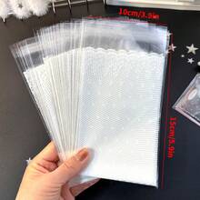 100个蕾丝印花包装袋，花卉图案糖果饼干礼品袋，DIY自粘袋，婚礼生日派对用品 - 白色 - 查看 11