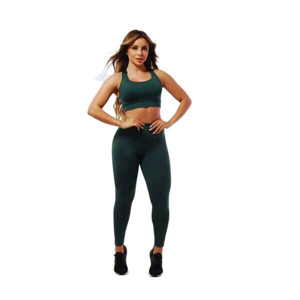 CONJUNTO CALÇA LEGGIN COM CROPPED  CRUZADO MODA BLOGUEIRINHA FITNESS, CORRIDA,CAMINHADA,  ACADEMIA