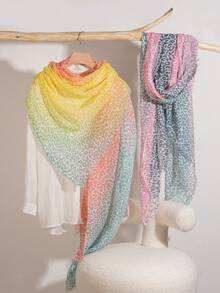 FADZOYLE 1pc Leopard Print Gradient Color Pattern Printed Boho Scarf Fashion Fringed Large Shawl And Wraps All Season Spring For Women Hijab Head Wrap Bandana Summer Beach Cover Up Sarong Turbans Soft Lightweight Scarves Fall Winter Daily Use Travel Gift For Dress - Scarf - View 1