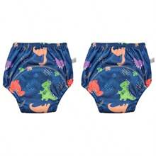 Paquete de 3 pantalones de entrenamiento para ir al baño reutilizables y lavables para niños y niñas pequeños, con patrones de animales lindos, ajuste regular, sin cintura, estiramiento medio, pantalones de pañal de entrenamiento para recién nacidos, material suave para lavar a máquina o a mano - un gran regalo para baby shower para varias ocasiones