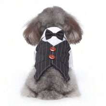 1pc Striped Dog Tailcoat Formal Shirt, Suitable For Weddings, Parties, Birthdays, Halloween Pet Costumes, Role-Playing Costumes