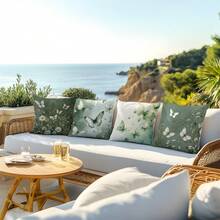 4pcs Green Butterfly Floral Print Throw Pillow Covers [No Pillow Insert], 17.7*17.7in(45*45cm), [Single-Sided Print] Farmhouse Style Polyester Cushion Covers For Sofa, Bed, Living Room, Bedroom, Car, Office, Hotel Decor, Perfect Gift For Family And Friends, For All Seasons - Multicolor - View 8