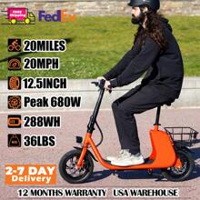 WIND HORSE Electric Scooter With Seat For Adults, 12.5" Electric Scooter Adults 15.5 MPH 20 Miles Range 680W Peak Motor, Dual Disc Brake, Wider Deck, Adjustable Seat, E Scooter With Basket For Commuter Red