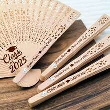 1pc Customized Wooden Fan, Graduation Gift For Bachelor Degree 2025 Graduates - Apricot - View 2