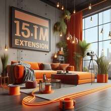 Alargador Eléctrico de Alta Potencia con Fuente de Alimentación para Hogar 3/5/10/15/20 metros Potencia para Herramientas Pesadas y Viajes - Naranja - Ver 9