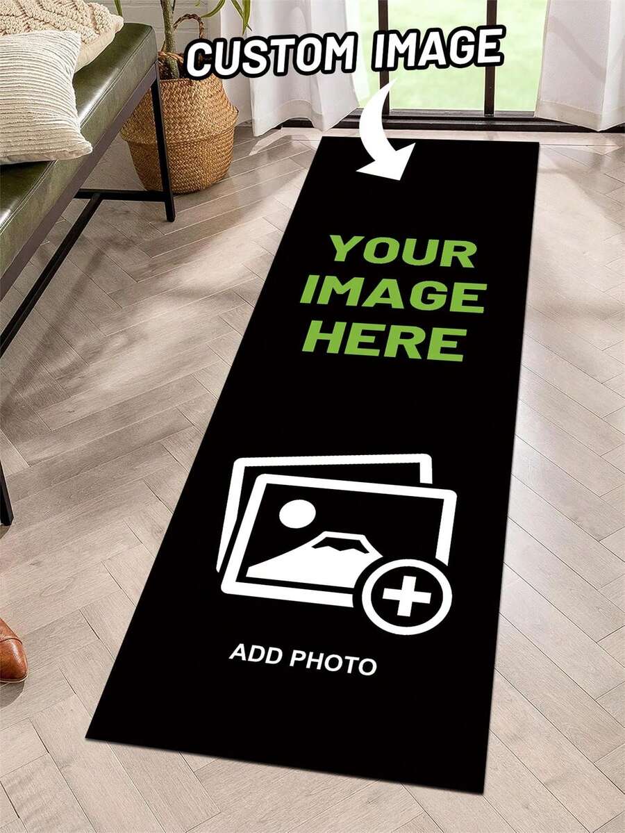 1pc Custom Designed Polyester Fiber Rectangular Non-Slip Easy-Clean Area Rug/Doormat For Bedroom, Kitchen, Hallway, Customizable For Mother's Day, Father's Day, Birthday, Family Gift, Gift For Friends, Mom, Dad, Kids, Girlfriend, Boyfriend - Multicolor - View 1