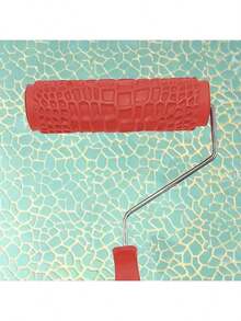 1pc Faux Wood Grain Pattern Painting Roller With Handle, DIY Texture Painting Roller For Walls, Home Decor Tool - Red - View 12