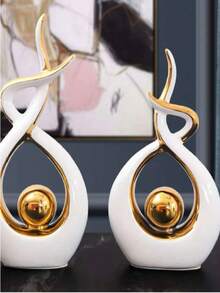 1 pieza Escultura decorativa de resina de arte abstracto moderno - Decoración del hogar contemporánea, adecuada para sala de estar, dormitorio, escritorio, mesa de comedor, oficina, gabinete de TV, estantería, también como regalo de boda/inauguración de la casa