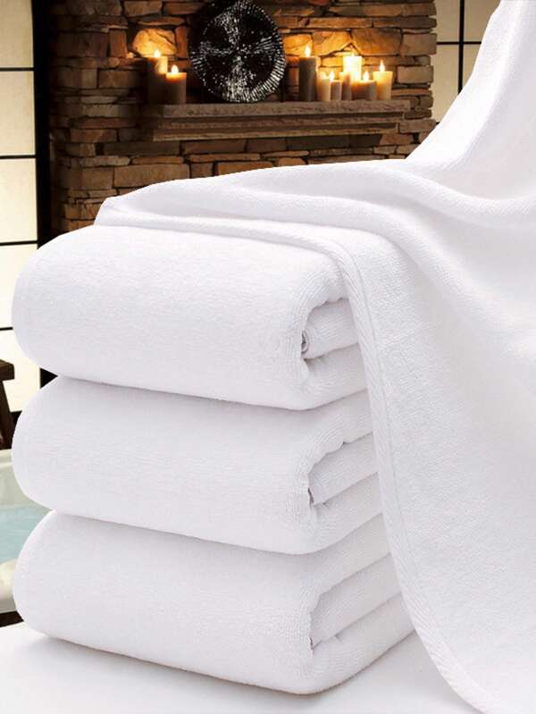 1 قطعة/2 قطعة منشفة حمام بيضاء، 70 سم * 140 سم، سريعة الجفاف، ماصة، ناعمة، مناسبة للحمام والفندق والنادي الرياضي والعطلات والحفلات وحمام السباحة والشاطئ والعودة إلى المدرسة لصالون التجميل والحمام المنزلي