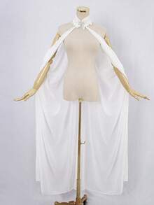 1pc Chiffon Halter Embroidery Collar Crystal Button Lightweight Shawl Capelet - Suitable For Weddings, Anime Conventions, Cosplay, Multi-Color Options To Pair With Dresses, Essential For Party Stage Performances Halloween - Cape - View 9