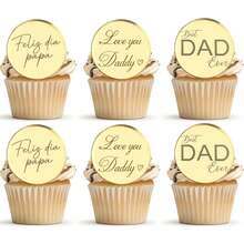 5 件/10 件/20 件金色亚克力最佳爸爸/爱你爸爸/爸爸纸杯蛋糕装饰，适合父亲节生日派对蛋糕装饰