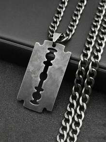 1 Peça Colar Longo de Aço Inoxidável para Homens e Mulheres, Cor Preta, Estilo Punk, Gótico, Steampunk, Grunge, Hip Hop, Joias de Colar