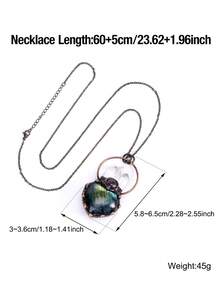1pc Heart Flash Labradorite Antique Bronze Plated Pendant Necklace For Man Women Healing Rock Crystal Quartz Vintage Necklaces Jewelry H615 - Necklace - View 6