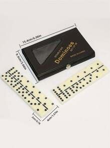 1pc/2pcs Mini Domino Tiles, Portable - Classic Checkerboard Game, - Standard Domino Tile Set 28 Pieces Black Box, Black/Cream Medium Domino Tiles - 1 Set Of 28 Ivory Tiles - Classic Family Game Hardboard Box