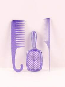 8pcs Children's Square Hollow Comb Set, Heart-Shaped Grid Comb, With The Functions Of Fluffy Hair And Strengthening Hair, Is An Excellent Gift For Girls. This Comb Set Has A Massage Function, Which Helps Promote Hair Growth And Make Hair Soft. Multi-Functional Small Crocodile Hair Clips, Suitable For Girls To Use. - Multicolor - View 8