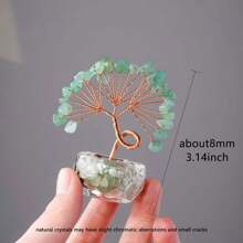 1pc Handcrafted Mini Crystal Flower Tree | Natural Crushed Stone, Glass Encased, Desktop Decor, Home Ornament, Solid Format