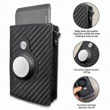 Minimalist Men's Smart Wallet Pop-Up Slim Credit Card Holder Anti-Theft Feature RFID Wallet For Men Wallet Mini Wallet Purse Wallet Card Wallet Wallet Keychain - Black - View 2