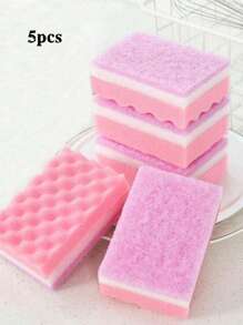 5pcs Multi-Purpose Polyurethane Pumice Strong Cleaning Sponges - Dual-Sided Cleaning Pads Perfect For Living Room, Bedroom, Bathroom, Toilet And Kitchen Cleaning, Kitchen Utensil Dish Washing Small Tool Set, Reusable Household Accessories