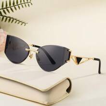 1pc New Stylish Cat Eye Frameless For Women, Casual Retro Party Cute Sexy Street Elegant High-End Glasses, Suitable For Daily Wear, Outdoor Activities