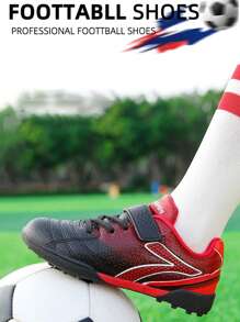 Teenagers Campus Casual Sports Shoes, Running Sneakers, Soccer Training Shoes, Outdoor Hiking Shoes, Slip-Resistant Sole, Wear-Resistant Sole, Hook And Loop Fastening, Asymmetrical Pattern & Letter Design, White Glue On Sole-Upper Connection, Craftsmanship Issue