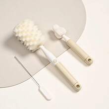 3件套婴儿海绵奶瓶刷、奶嘴清洁器和吸管清洁工具套装