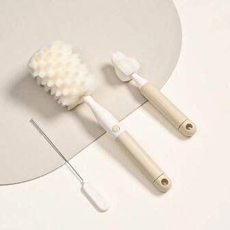 3 pièces Brosse éponge pour biberon de bébé, nettoyeur de sucette et ensemble d'outils de nettoyage de paille