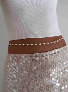 17KM 1pc Women's Belt, Bridal Waist Chain, Elegant Shiny Bohemian Colorful Gemstone Textured Waist Chain, Matching Dress, Gown, Wedding, Party, Festival Fall, Autumn,