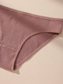 12 piezas/paquete Ropa interior de mujer de algodón acanalado de unicolor y de cintura baja, elástica y transpirable - Multicolor - Ver 9