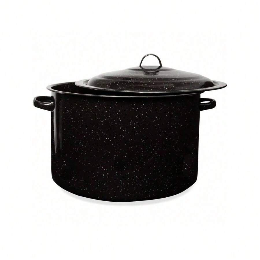 Granite 21 Qt Stockpot, Nonstick Soup Pot With Lid, Speckled Enamel Ware Cookware, Large Stock Pot For Boiling And Cooking, Big Granite Cooking Pot For Stovetop, Campfire, Outdoor Stove - 21 Qt - View 1