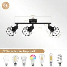 CANMEIJIA Lámpara de techo vintage, lámpara de araña de hierro negro con 4 brazos, lámpara colgante para decoración del hogar con casquillo E27, adecuada para sala de estar/cocina/dormitorio/comedor/balcón/pasillo/cafetería/bar/galería/sala de exposiciones/pasillo/hotel/restaurante/hogar, luz cálida/blanca, AC85-265V - Lámpara colgante con portalámparas E27 - Ver 18