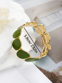 1 件绿色简约优雅手链，独特设计奢华优质女士腕带，适合日常佩戴，礼品配饰 - 綠色 - 查看 2