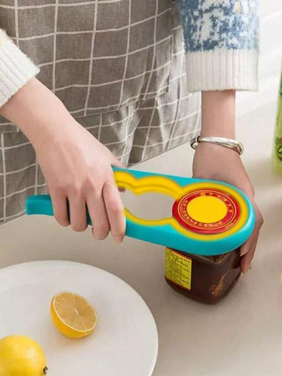 1件装多功能开盖工具四合一扭转开盖器罐头器省力开盖器厨房生活用品开瓶器开罐头器 - 藍色 - 查看 1