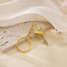 1pc Zinc Alloy Luxurious Rhinestone Crown Cross Key Chain, Women Handbag Keychain Pendant, Automotive Keyring Decor Accessory, All Season - Multicolor - View 7