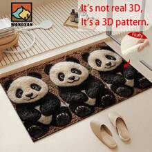 1 pièce Tapis de bain anti-dérapant à motif panda, matériau imitation cachemire, décoration peluche moelleuse, convient pour salles de bain, entrées, cuisines et autres occasions, lavable en machine, antidérapant, décoration quotidienne, décoration de fête à thème, cadeaux pour la maison chaleureuse, décoration de sol, peut être offert en cadeau